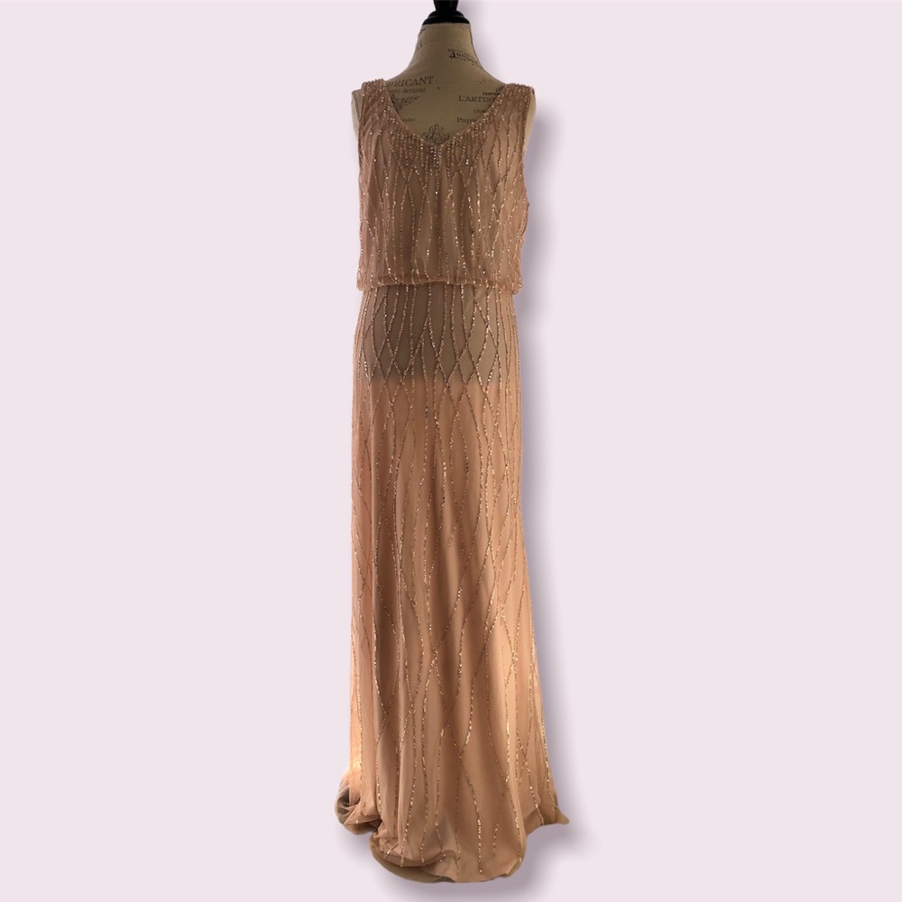 Adrianna Papell Fidelia Beaded Sequin Maxi Dress